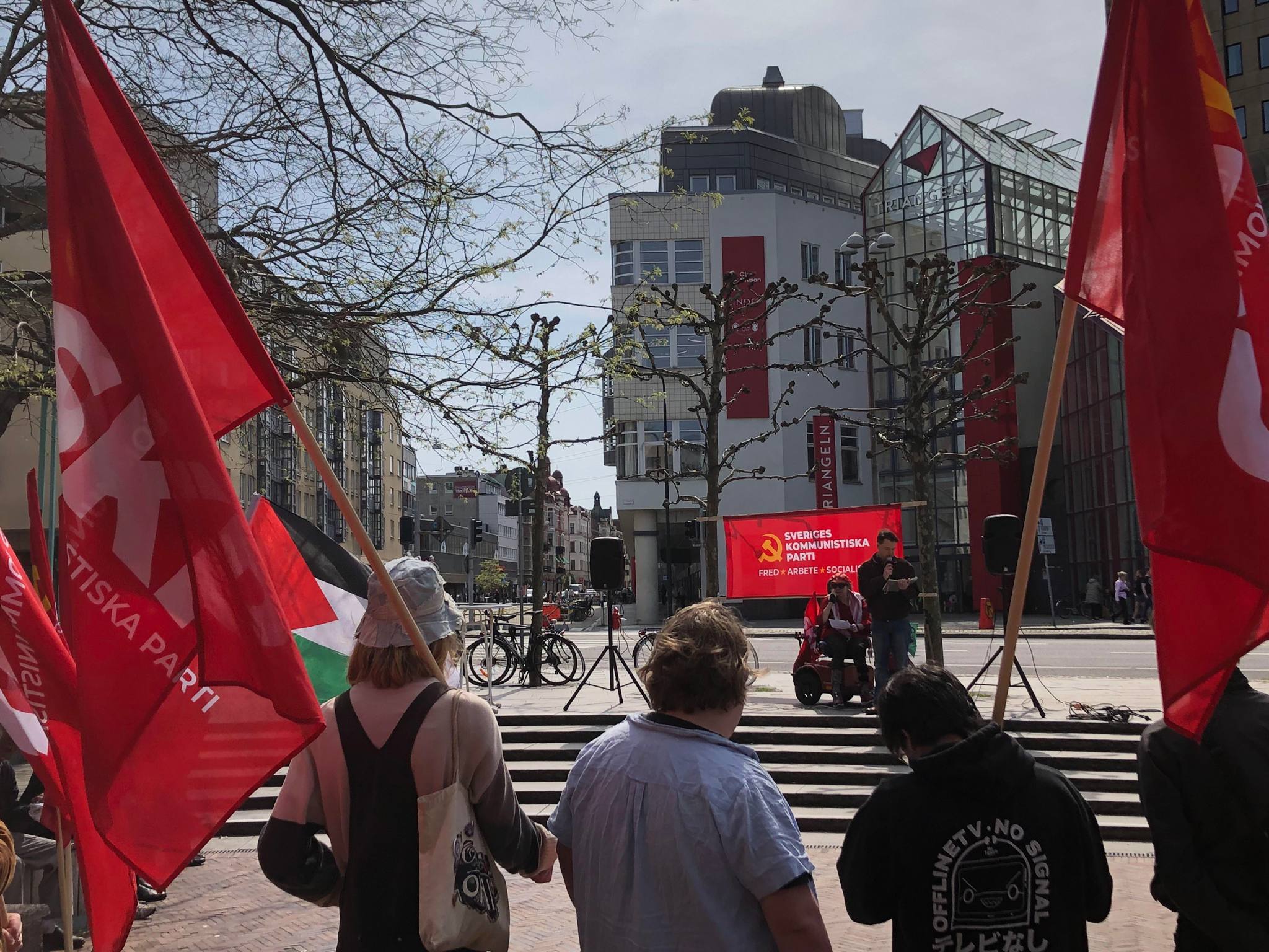 Kommunisterna i Malmö samlades på Triangeln.